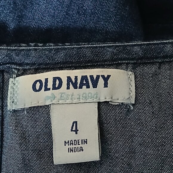 NWT Old Navy Dress Size 4 Fit & Flare Dark Wash Chambray Cap Sleeve Pockets Zip - Picture 9 of 12